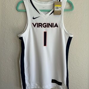 NWT NIKE Men's Small #1 Virginia Cavaliers Nike Basketball Jersey White NWT 🏀
